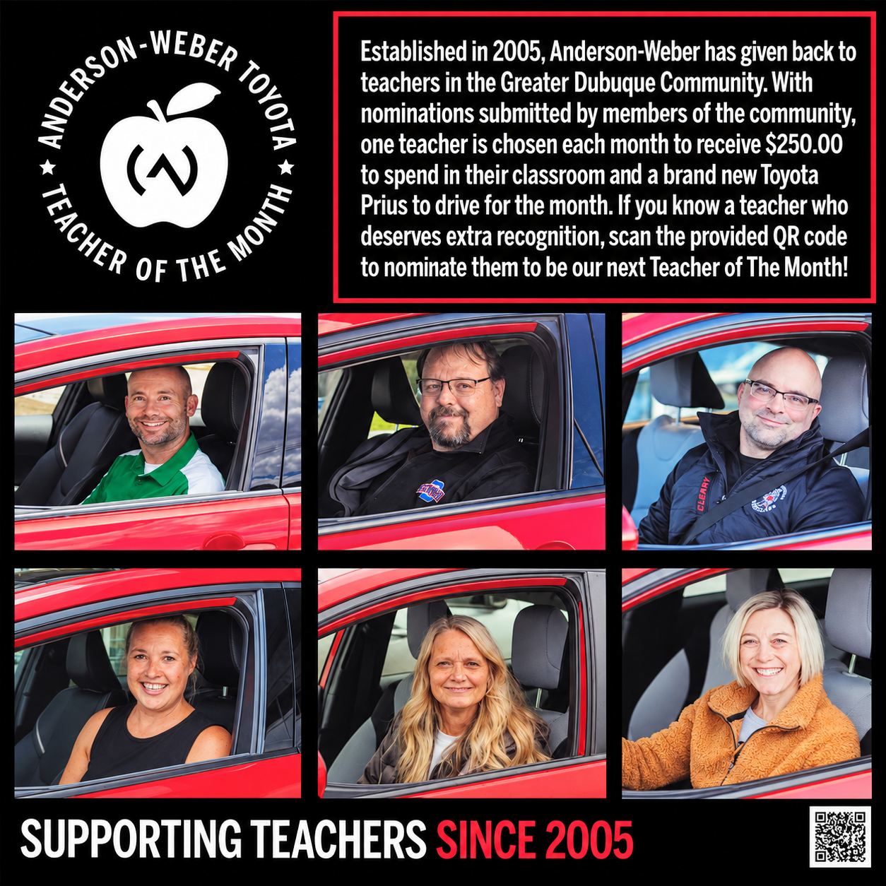 Anderson-Weber Teacher of the Month program display